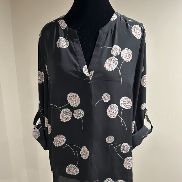 Daniel Rainn Tops - Daniel Rainn Black Sheer Floral Blouse/Tunic